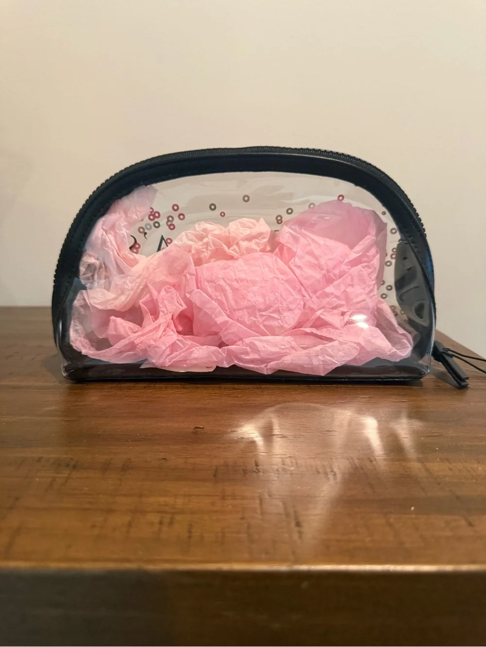 Victoria's Secret Clear Cosmetic Bag with Pink Sequins